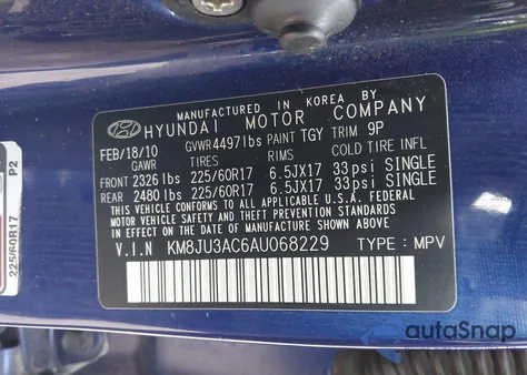 2010 Hyundai Tucson Gls from USA, damaged, VIN KM8JU3AC6AU068229